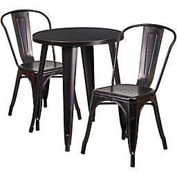 Flash Furniture 3-Piece Round Metal Table and Stackable Chairs Set