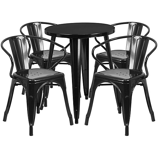 Flash Furniture 5 Piece Round Metal, Round Metal Table And Chairs