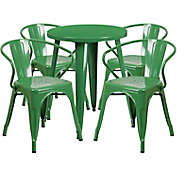 Flash Furniture 5-Piece Round Metal Table and Stackable Chairs Set
