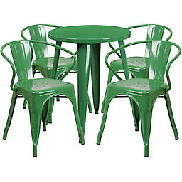 Flash Furniture 5-Piece Round Metal Table and Stackable Chairs Set