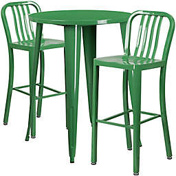 Flash Furniture 3-Piece 30-Inch Round Metal Bar Table and Industrial Stools Set