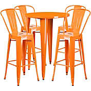 Flash Furniture 5-Piece 30-Inch Round Metal Bar Table and Bistro Stools Set