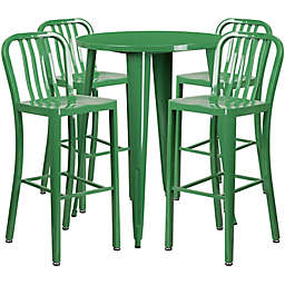 Flash Furniture 5-Piece 30-Inch Round Metal Bar Table and Industrial Stools Set