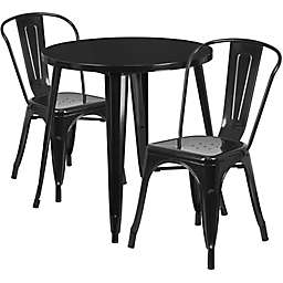 Flash Furniture 3-Piece 30-Inch Round Metal Table and Stackable Bistro Chairs Set