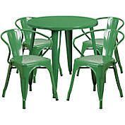 Flash Furniture 5-Piece Round Metal Table and Arm Chairs Set