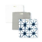 Monica + Andy 3-Pack Organic Cotton Muslin Wraps in Navy Shibori