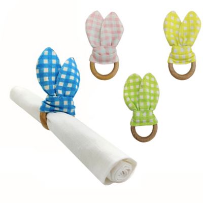 H for Happy&trade; Gingham Plaid Bunny Ears Napkin Rings (Set of 4)