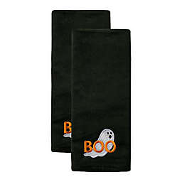 H for Happy™ Halloween "Boo" Ghost 2-Piece Hand Towels in Black