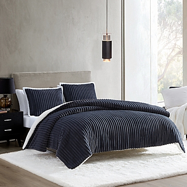 UGG&reg; Avery 3-Piece Reversible Full/Queen Comforter Set in Ocean Ribbed. View a larger version of this product image.