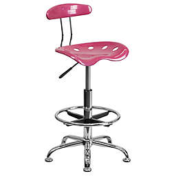 Flash Furniture Drafting Stool with Tractor Seat in Pink