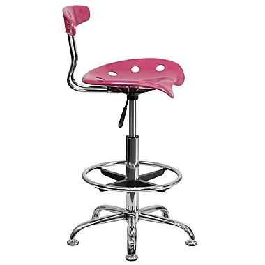 Flash Furniture Drafting Stool with Tractor Seat in Pink. View a larger version of this product image.