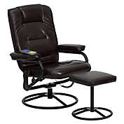 Flash Furniture 39-Inch Bonded Leather Massaging Recliner in Brown