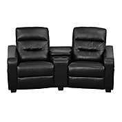 Flash Furniture 77-Inch Leather 2-Seat Reclining Theater Set in Black