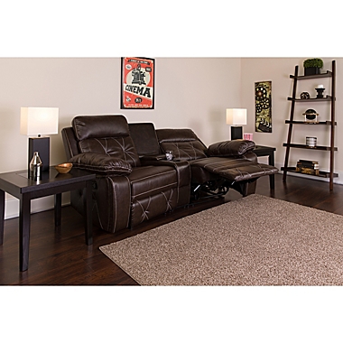 Flash Furniture 79-Inch Leather 2-Seat Reclining Theater Set in Brown. View a larger version of this product image.