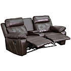 Alternate image 2 for Flash Furniture 79-Inch Leather 2-Seat Reclining Theater Set in Brown