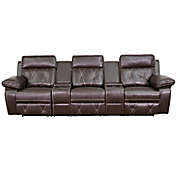 Flash Furniture 113-Inch Leather 3-Seat Reclining Theater Set