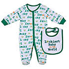 Alternate image 0 for Baby Starters&reg; Newborn 2-Piece Luckiest Baby in the World Footie Coverall and Bib Set
