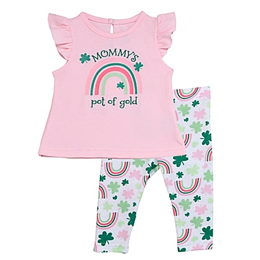 Start-Up Kids&reg; 2-Piece &quot;Mommy&#39;s Pot of Gold&quot; Top and Pant Set in Pink. View a larger version of this product image.