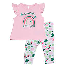 Start-Up Kids® 2-Piece "Mommy's Pot of Gold" Top and Pant Set in Pink