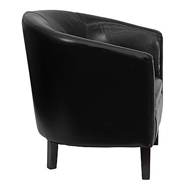 Flash Furniture Barrel Shaped Faux Leather Guest Chair in Black. View a larger version of this product image.