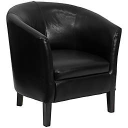 Flash Furniture Barrel Shaped Faux Leather Guest Chair in Black