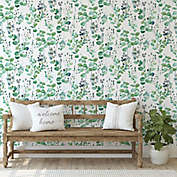 Fresco Watercolor Leaves Wallpaper in White/Green