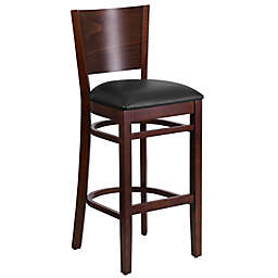 Flash Furniture Solid Back 43.5-Inch Wood Stool with Vinyl Seat