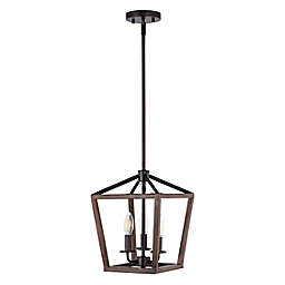 JONATHAN Y Oria 10-Inch 3-Light LED Pendant in Brown/Wood