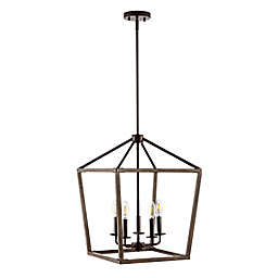 JONATHAN Y Oria LED Pendant Light in Brown/Wood