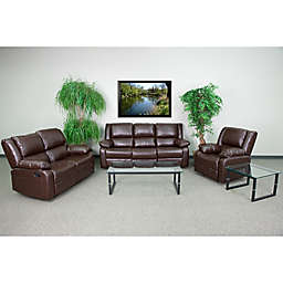 Flash Furniture 3-Piece Bonded Leather Reclining Set in Brown