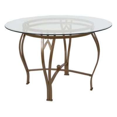 Metal And Glass Round Dining Table, 45 Inch Round Dining Table Top