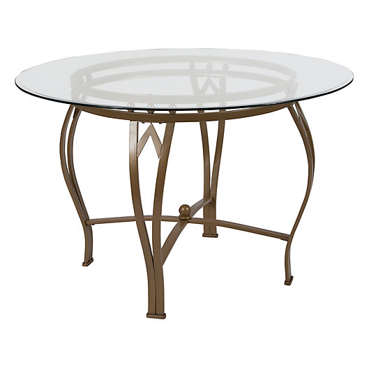 Metal And Glass Round Dining Table, 45 Inch Round Dining Table And Chairs