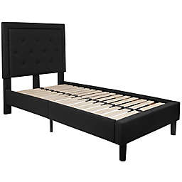 Flash Furniture Roxbury Twin Upholstered Platform Bed in Black