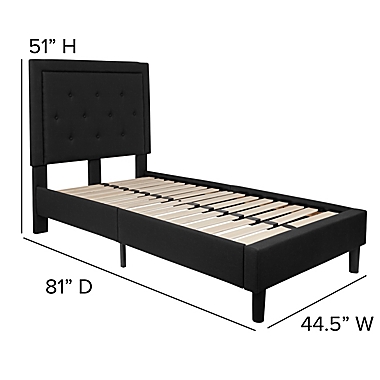 Flash Furniture Roxbury Twin Upholstered Platform Bed in Black. View a larger version of this product image.