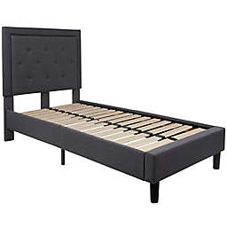 Flash Furniture Roxbury Twin Upholstered Platform Bed in Dark Grey