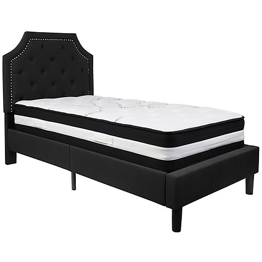 Alternate image 1 for Flash Furniture Brighton Twin Upholstered Platform Bed with Mattress in Black