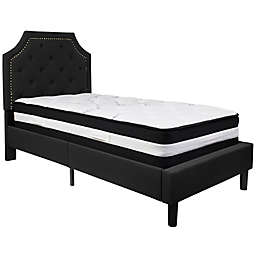 Flash Furniture Brighton Twin Upholstered Platform Bed with Mattress in Black