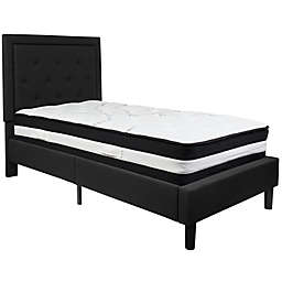 Flash Furniture Roxbury Twin Upholstered Platform Bed with Mattress in Black