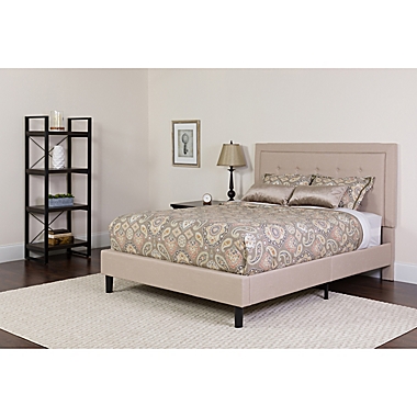 Flash Furniture Roxbury Twin Upholstered Platform Bed with Mattress in Beige. View a larger version of this product image.