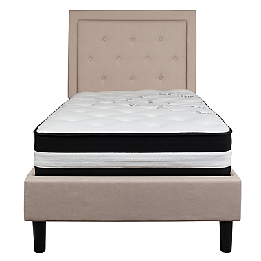 Flash Furniture Roxbury Twin Upholstered Platform Bed with Mattress. View a larger version of this product image.