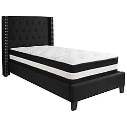 Flash Furniture Riverdale Twin Upholstered Platform Bed with Mattress in Black