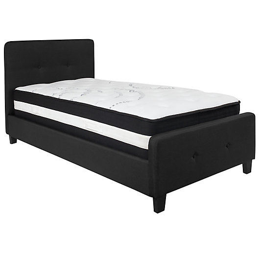 Alternate image 1 for Flash Furniture Tribeca Twin Upholstered Platform Bed with Mattress in Black
