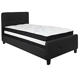 Flash Furniture Tribeca Twin Upholstered Platform Bed with Mattress in Black