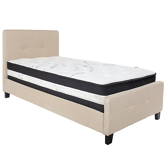 Alternate image 1 for Flash Furniture Tribeca Twin Upholstered Platform Bed with Mattress in Beige