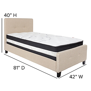 Flash Furniture Tribeca Twin Upholstered Platform Bed with Mattress in Beige. View a larger version of this product image.