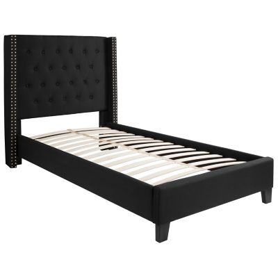 Flash Furniture Riverdale Twin Upholstered Platform Bed in Black