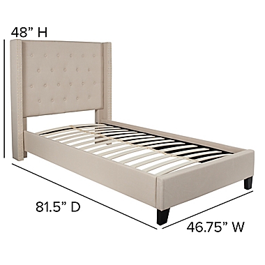 Flash Furniture Riverdale Twin Upholstered Platform Bed in Beige. View a larger version of this product image.