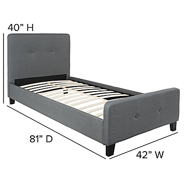 Flash Furniture Tribeca Twin Upholstered Platform Bed in Dark Grey. View a larger version of this product image.
