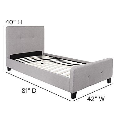 Flash Furniture Tribeca Twin Upholstered Platform Bed in Light Grey. View a larger version of this product image.