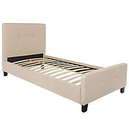Flash Furniture Tribeca Twin Upholstered Platform Bed in Beige